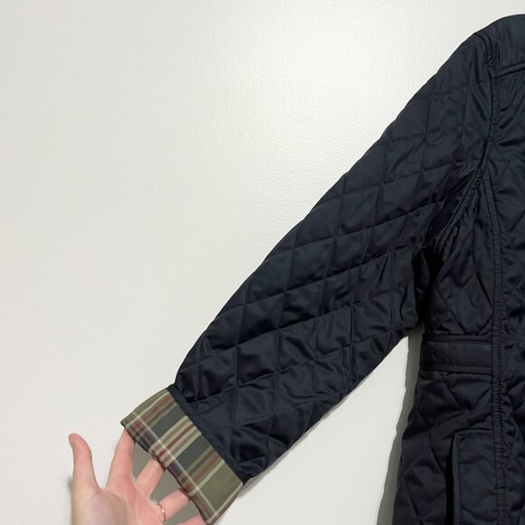 LL Bean Womens Quilted Riding Jacket LP Navy Blue Equestrian Barn Chore Field - Picture 7 of 12